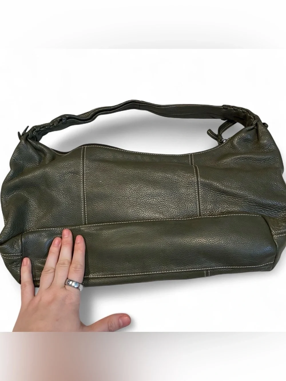 Tiganello Genuine Pebbled leather Hobo Shoulder Bag